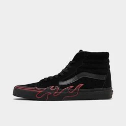 Vans Sk8-Hi Flame Suede Casual Shoes Black/Black/Dark Red - 005UJY09 001