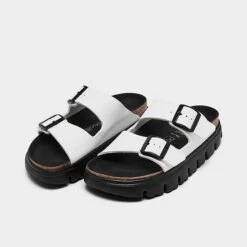 Women's Birkenstock Arizona Chunky Birko-Flor Platform Sandals White - 1025277 100 -Nikes Shoes Shop 1025277 100 P2