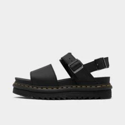Women's Dr. Martens Voss Leather Strap Sandals Black Hydro - 24233001 001