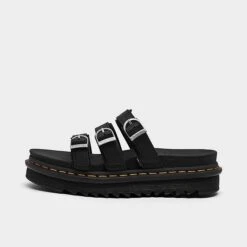 Women's Dr. Martens Blaire Leather Slide Sandals Black Hydro - 25456001 001