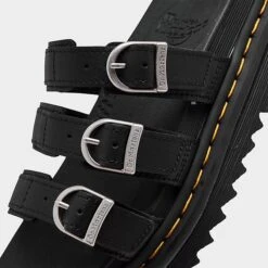 Women's Dr. Martens Blaire Leather Slide Sandals Black Hydro - 25456001 001 -Nikes Shoes Shop 25456001 001 P3