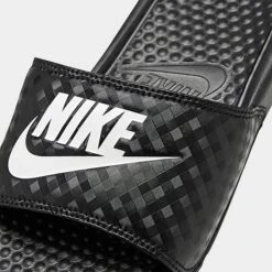 Women's Nike Benassi JDI Swoosh Slide Sandals Black/White - 343881 011 -Nikes Shoes Shop 343881 011 P3