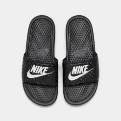 Women's Nike Benassi JDI Swoosh Slide Sandals Black/White - 343881 011 -Nikes Shoes Shop 343881 011 P5