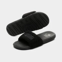 Women's Puma Cool Cat Sherpa BX Slide Sandals Puma Black - 38345401 001