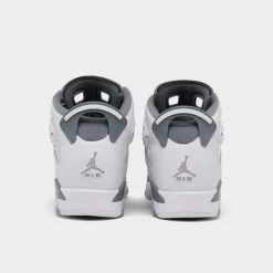 Nike Big Kids' Air Jordan Retro 6 Basketball Shoes White/Medium Grey/Cool Grey - 384665 100 -Nikes Shoes Shop 384665 100 P4