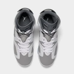 Nike Big Kids' Air Jordan Retro 6 Basketball Shoes White/Medium Grey/Cool Grey - 384665 100 -Nikes Shoes Shop 384665 100 P5