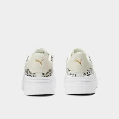 Women's Puma Mayze Stacked Edgy Leopard Platform Casual Shoes Marshmallow/Puma Team Gold - 39024801 100 -Nikes Shoes Shop 39024801 100 P4