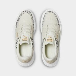Women's Puma Mayze Stacked Edgy Leopard Platform Casual Shoes Marshmallow/Puma Team Gold - 39024801 100 -Nikes Shoes Shop 39024801 100 P5