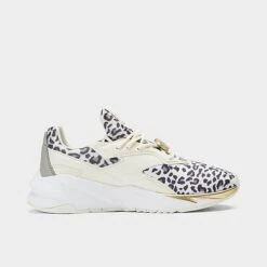 Women's Puma Fierce Nitro Leopard Casual Shoes Marshmallow/Castlerock/Puma Team Gold - 39025101 100