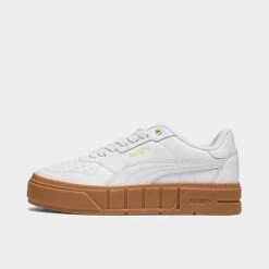 Women's Puma Cali Court Leather Casual Shoes Puma White/Puma White/Puma Gold - 39380209 100