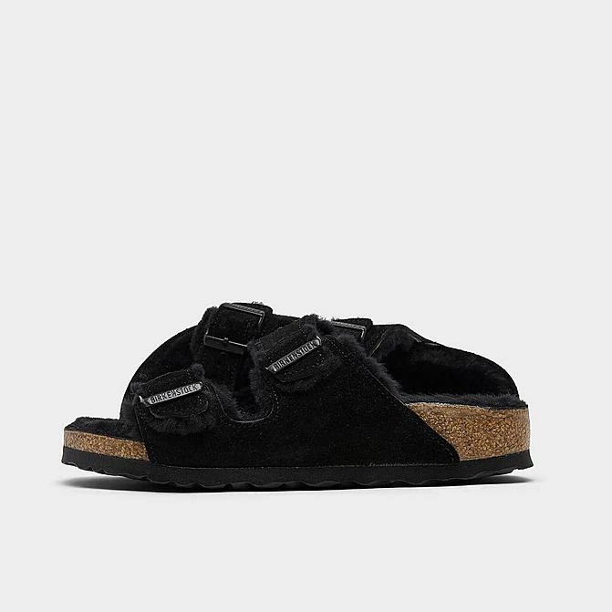 Women's Birkenstock Arizona Shearling Suede Leather Sandals Black - 752663 001 3 Women's Birkenstock Arizona Shearling Suede Leather Sandals Black - 752663 001