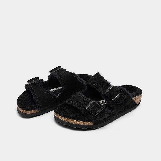 Women's Birkenstock Arizona Shearling Suede Leather Sandals Black - 752663 001 4 Women's Birkenstock Arizona Shearling Suede Leather Sandals Black - 752663 001 - Image 2