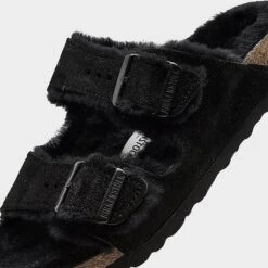Women's Birkenstock Arizona Shearling Suede Leather Sandals Black - 752663 001 10 Women's Birkenstock Arizona Shearling Suede Leather Sandals Black - 752663 001 -Nikes Shoes Shop 752663 001 P3