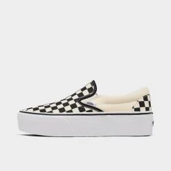 Vans Classic Slip-On Stackform Casual Shoes Checkerboard Black/Classic White - A7Q5RTYQ 001