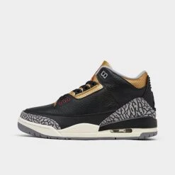 Nike Women's Air Jordan Retro 3 Basketball Shoes Black/Fire Red/Metallic Gold/Cement Grey - CK9246 067