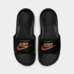 Women's Nike Victori One Slide Sandals Black/Metallic Red Bronze - CN9677 001 -Nikes Shoes Shop CN9677 001 P3