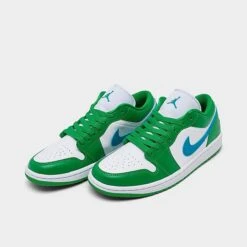 Nike Women's Air Jordan Retro 1 Low Casual Shoes Lucky Green/Aquatone/White - DC0774 304 -Nikes Shoes Shop DC0774 304 P2
