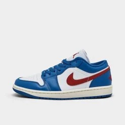 Nike Women's Air Jordan Retro 1 Low Casual Shoes Sport Blue/Gym Red/White/Sail - DC0774 416