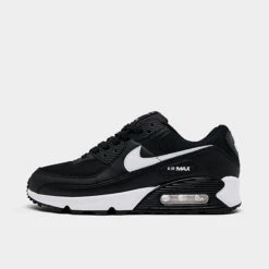 Women's Nike Air Max 90 Casual Shoes Black/Black/White - DH8010Â 002