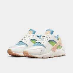Women's Nike Air Huarache SE Sun Club Casual Shoes Sail/Worn Blue/Vivid Green/Arctic Orange - DQ0117 100 -Nikes Shoes Shop DQ0117 100 P2