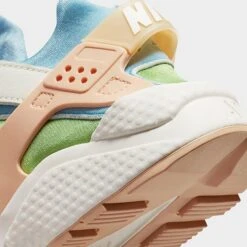 Women's Nike Air Huarache SE Sun Club Casual Shoes Sail/Worn Blue/Vivid Green/Arctic Orange - DQ0117 100 -Nikes Shoes Shop DQ0117 100 P3