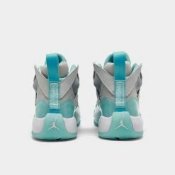 Nike Women's Jordan Jumpman Two Trey Casual Shoes Neutral Grey/White/Bleached Aqua - DR9631 004 -Nikes Shoes Shop DR9631 004 P4