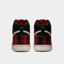 Nike Dunk High Retro SE Plaid Casual Shoes Black/Pale Ivory/University Red - DV0826 001 -Nikes Shoes Shop DV0826 001 P4