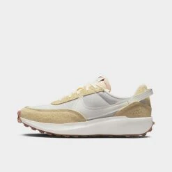 Women's Nike Waffle Debut Casual Shoes Light Bone/Sail/Team Gold/Gum Medium Brown/Black/Team Orange - DX2931 001