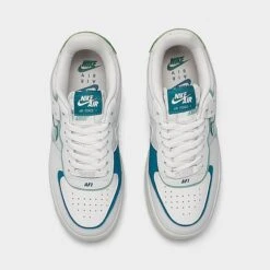 Women's Nike Air Force 1 Shadow Casual Shoes Summit White/Mineral/Industrial Blue - DZ1847 101 -Nikes Shoes Shop DZ1847 101 P5