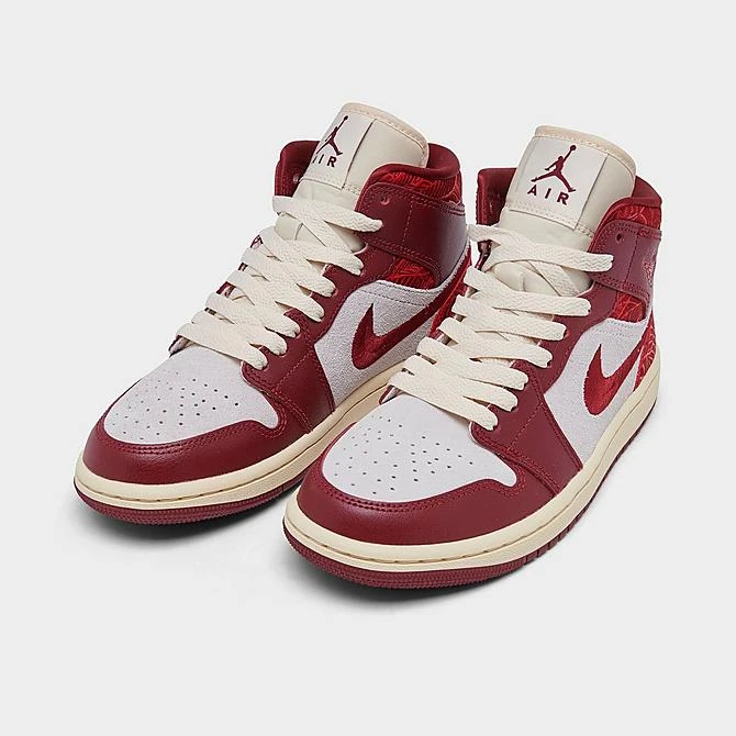 Nike Women's Air Jordan Retro 1 Mid SE Casual Shoes Team Red/University Red/Sail/Muslin - DZ2820 601 4 Nike Women's Air Jordan Retro 1 Mid SE Casual Shoes Team Red/University Red/Sail/Muslin - DZ2820 601 - Image 2