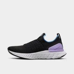 Women's Nike React Phantom Run Flyknit 2 Running Shoes Black/Barely Grape/University Blue/Lilac - DZ5213 001