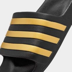 Women's Adidas Originals Adilette Aqua Slide Sandals Black/Gold - EG1758 001 -Nikes Shoes Shop EG1758 001 P3