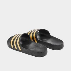 Women's Adidas Originals Adilette Aqua Slide Sandals Black/Gold - EG1758 001 -Nikes Shoes Shop EG1758 001 P4