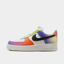 Women's Nike Air Force 1 Low Casual Shoes Summit White/Black/Bright Mandarin/Action Grape/Action Green/Citron Tint - FD0801 100
