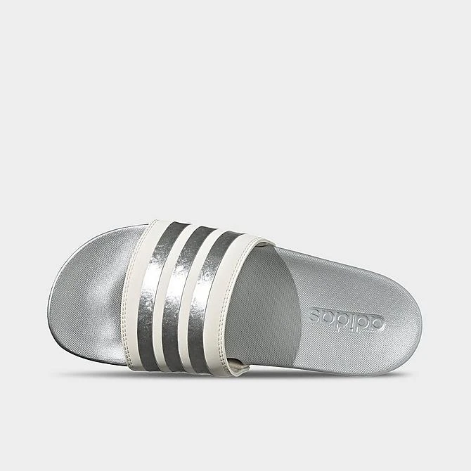 Women's Adidas Adilette Comfort Slide Sandals Chalk White/Chalk White/Matte Silver - GW8746 100 7 Women's Adidas Adilette Comfort Slide Sandals Chalk White/Chalk White/Matte Silver - GW8746 100 - Image 5