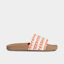 Women's Adidas Adilette Print Slide Sandals Beam Orange/White/Gum - GX9482 820