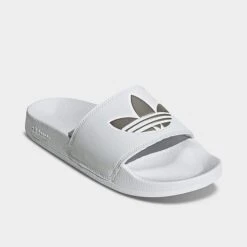 Women's Adidas Adilette Lite Slide Sandals White/White/Matte Silver - GZ6197 100 -Nikes Shoes Shop GZ6197 100 P2