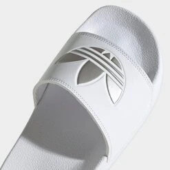 Women's Adidas Adilette Lite Slide Sandals White/White/Matte Silver - GZ6197 100 -Nikes Shoes Shop GZ6197 100 P3