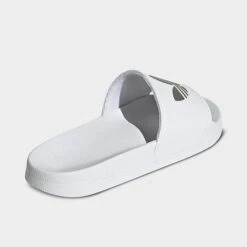 Women's Adidas Adilette Lite Slide Sandals White/White/Matte Silver - GZ6197 100 -Nikes Shoes Shop GZ6197 100 P4