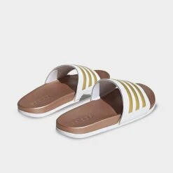Women's Adidas Adilette Comfort Slide Sandals White/White/Matte Gold - H03618 100 -Nikes Shoes Shop H03618 100 P4