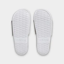 Women's Adidas Adilette Comfort Slide Sandals White/White/Matte Gold - H03618 100 -Nikes Shoes Shop H03618 100 P6