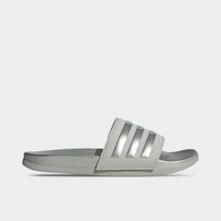 Women's Adidas Adilette Comfort Slide Sandals Grey/Silver Metallic/Grey - H03619 033