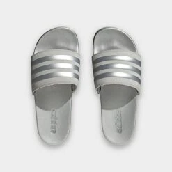 Women's Adidas Adilette Comfort Slide Sandals Grey/Silver Metallic/Grey - H03619 033 -Nikes Shoes Shop H03619 033 P5