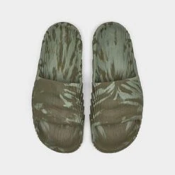 Adidas Originals Adilette 22 Slide Sandals Olive Strata/Silver Green/Black - HP6517 301 -Nikes Shoes Shop HP6517 301 P5