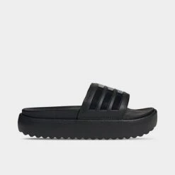 Women's Adidas Adilette Platform Slides Black/Black/Black - HQ6179 001