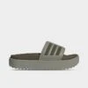 Women's Adidas Adilette Platform Slides Silver Pebble/Olive Strata/Silver Pebble - HQ6180 334 -Nikes Shoes Shop HQ6180 334 P1