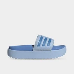 Women's Adidas Adilette Platform Slides Blue Dawn/Blue Fusion Metallic/Blue Fusion - HQ6181 450