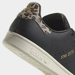 Women's Adidas Originals Stan Smith Casual Shoes Black Leather/Off White/Wonder White/Leopard Accent - IE4633 001 10 Women's Adidas Originals Stan Smith Casual Shoes Black Leather/Off White/Wonder White/Leopard Accent - IE4633 001 -Nikes Shoes Shop IE4633 001 P3