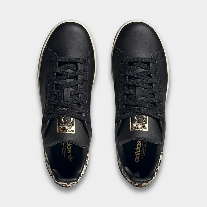 Women's Adidas Originals Stan Smith Casual Shoes Black Leather/Off White/Wonder White/Leopard Accent - IE4633 001 7 Women's Adidas Originals Stan Smith Casual Shoes Black Leather/Off White/Wonder White/Leopard Accent - IE4633 001 - Image 5