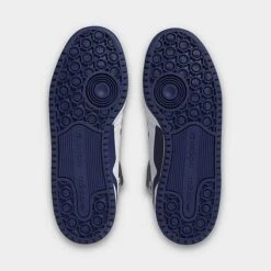 Women's Adidas Originals Forum Mid Casual Shoes (Wide WIdth) White/Dark Blue/Crew Yellow - IE7416 100 -Nikes Shoes Shop IE7416 100 P6